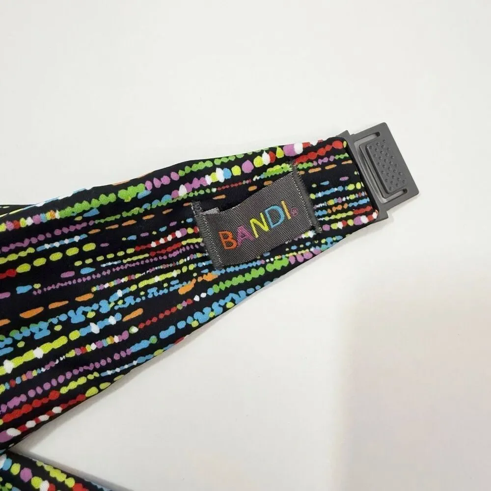 Bandi Nylon Pocketed Belt Bag in Confetti on Black - With Clip - OSFM 28”- 42”